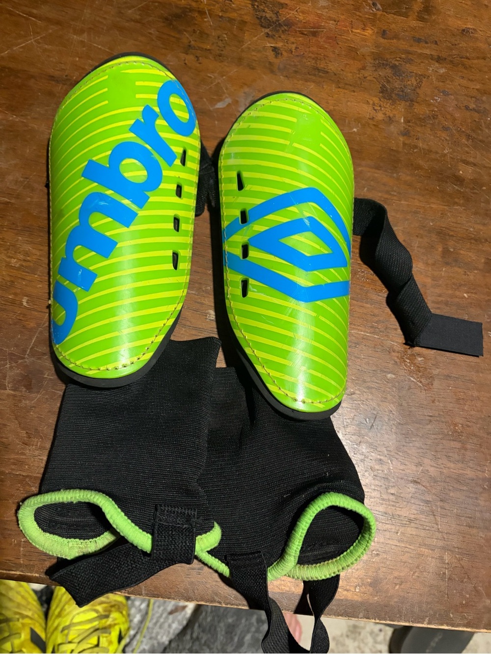 Umbro Black Shin Guards with Neon Green Accents